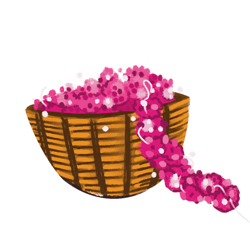 A basket overflowing with flowers