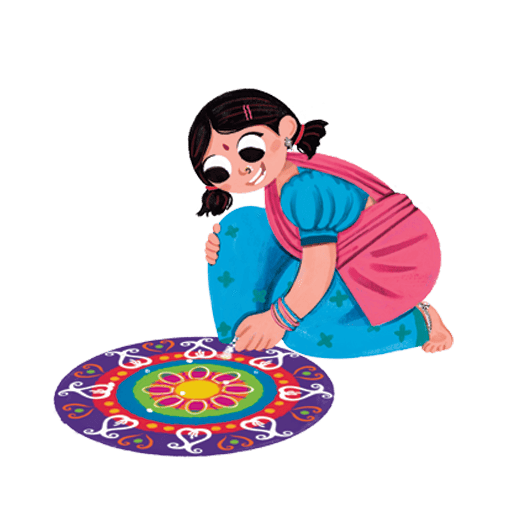 A girl making a rangoli